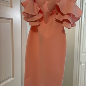 Elegant Peach Ruffle Dress